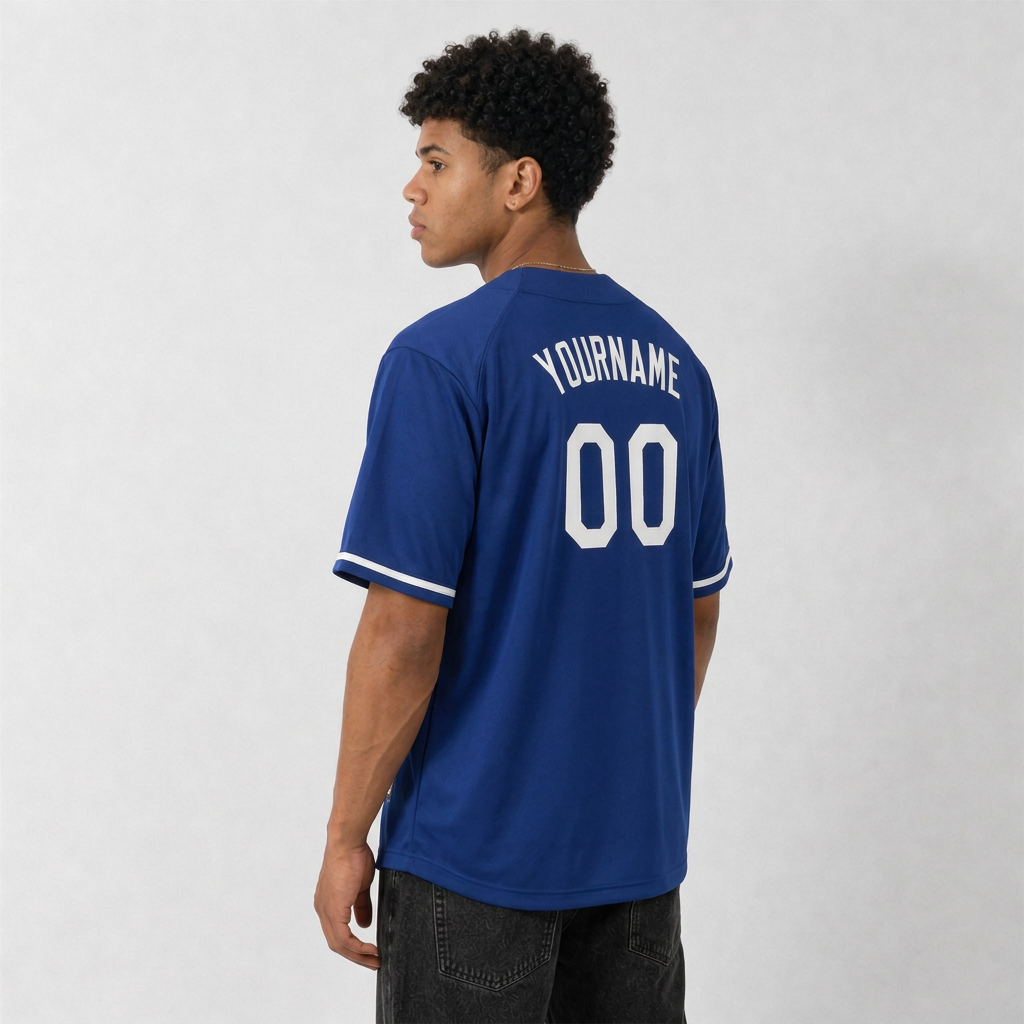 Royal Blue Baseball Jersey – Custom Team Name and Number