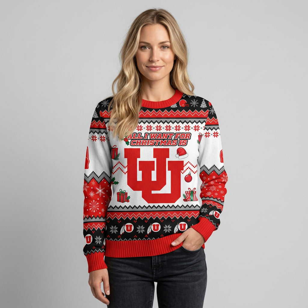 All I Want for Christmas Is U Ugly Sweater College Football Sweatshirt