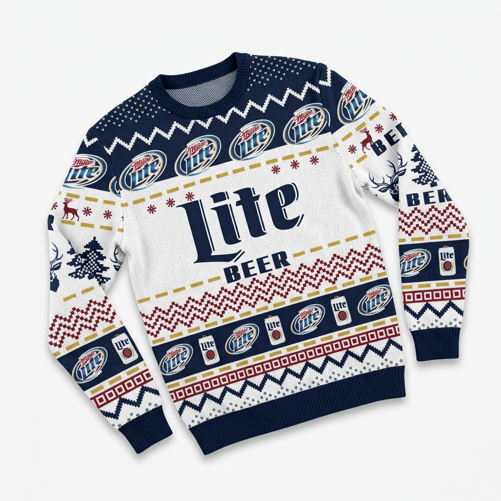 Miller Lite Beer Christmas Ugly Sweater Holiday Sweatshirt