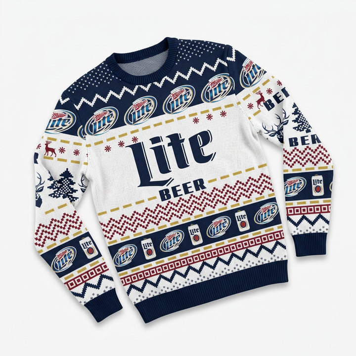 Miller Lite Beer Christmas Ugly Sweater Holiday Sweatshirt