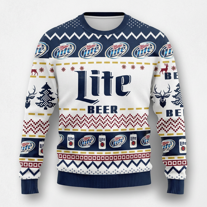 Miller Lite Beer Christmas Ugly Sweater Holiday Sweatshirt