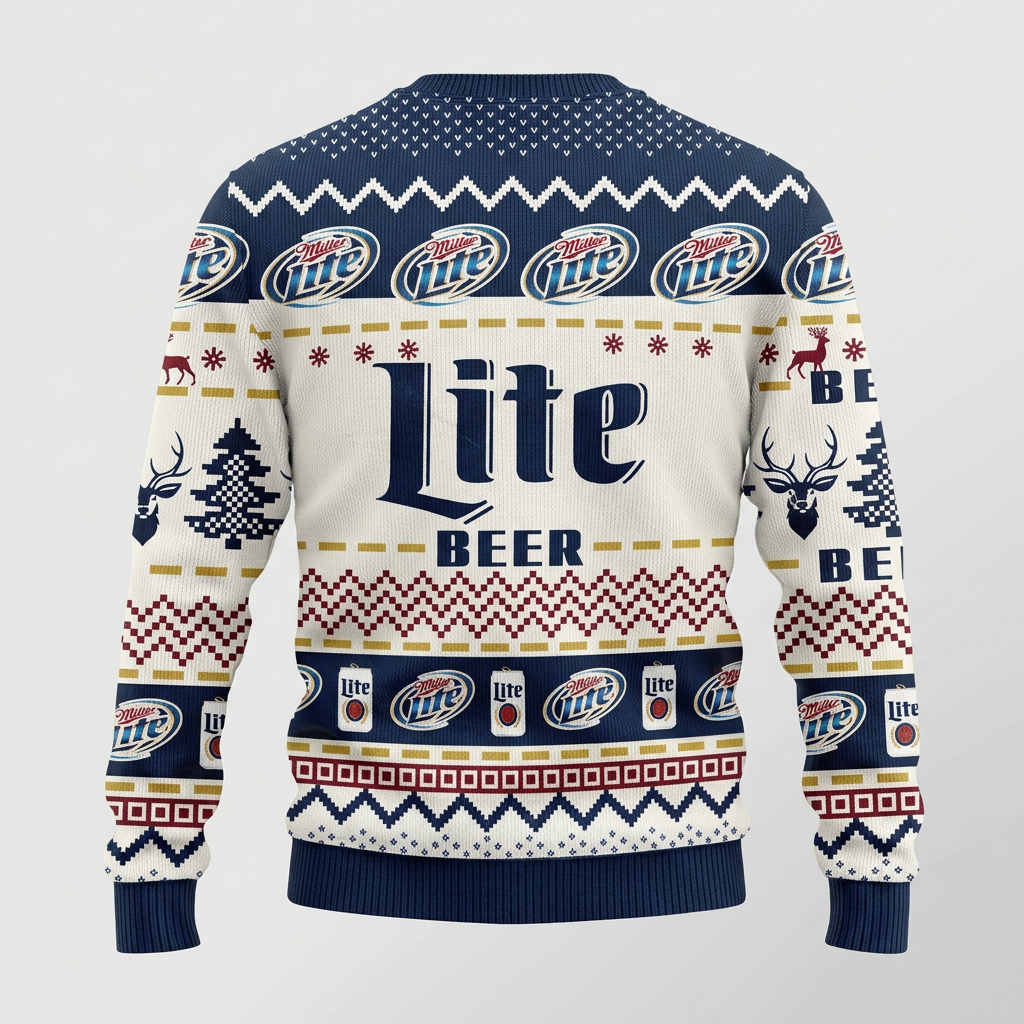 Miller Lite Beer Christmas Ugly Sweater Holiday Sweatshirt