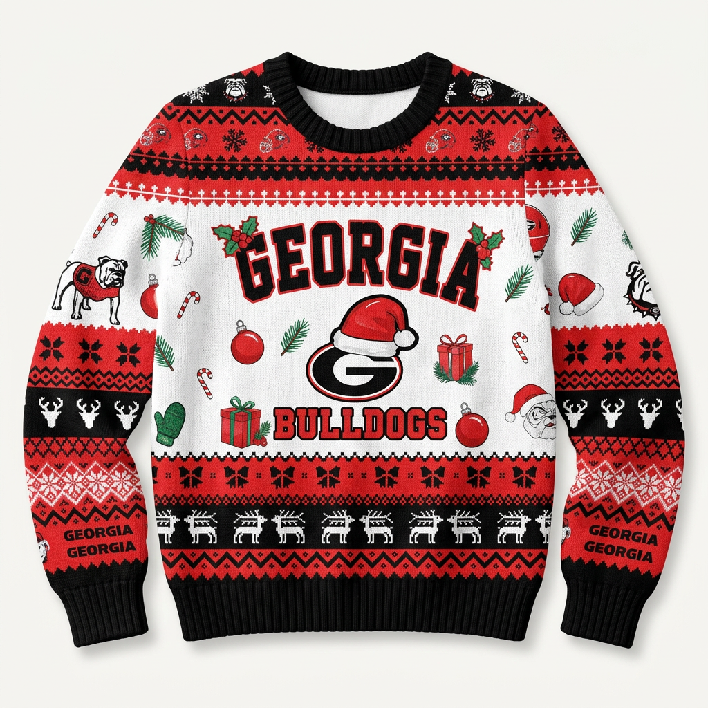 Georgia Bulldogs Christmas Ugly Sweater NCAA Football Holiday Sweatshirt