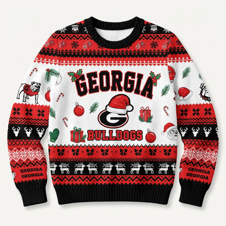 Georgia Bulldogs Christmas Ugly Sweater NCAA Football Holiday Sweatshirt