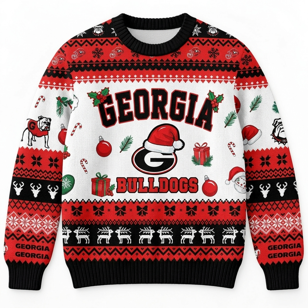 Georgia Bulldogs Christmas Ugly Sweater NCAA Football Holiday Sweatshirt