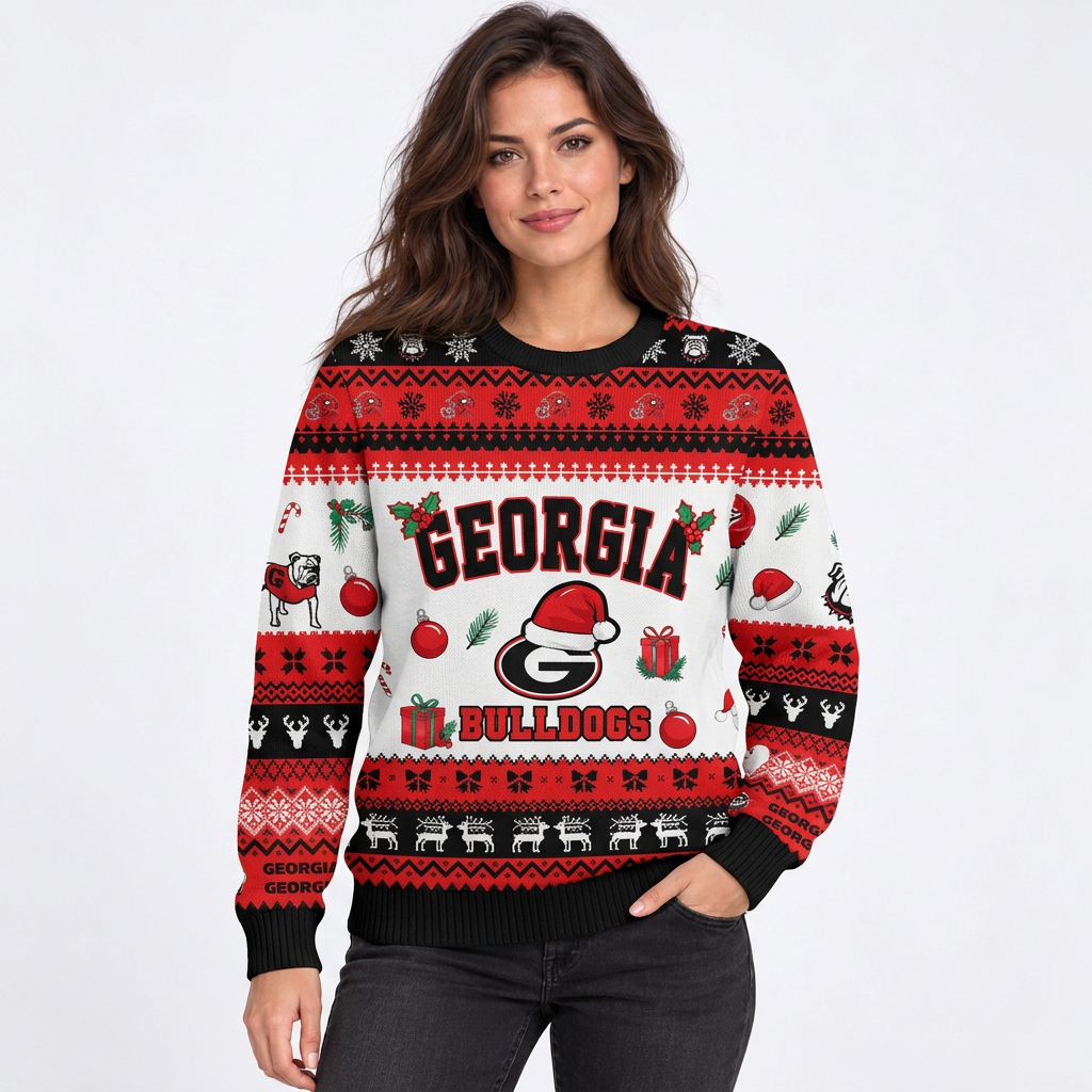 Georgia Bulldogs Christmas Ugly Sweater NCAA Football Holiday Sweatshirt