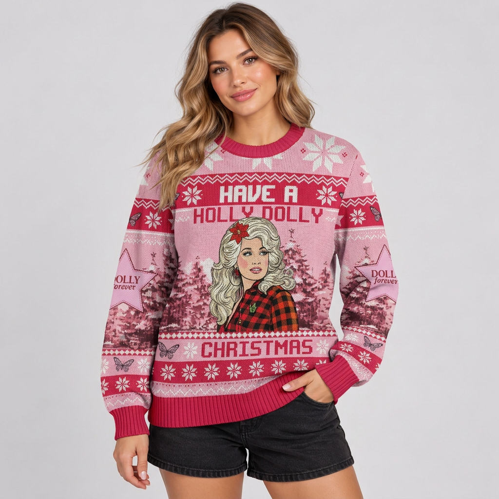 Dolly Parton Have A Holly Dolly Christmas Ugly Sweater Country Music Holiday Sweatshirt