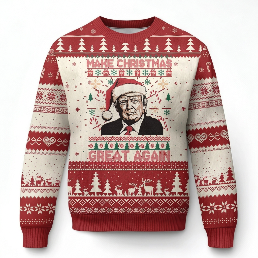 Donald Trump Make Christmas Great Again Ugly Sweater Funny Political Holiday Sweatshirt