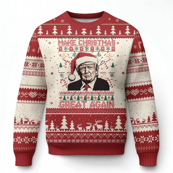 Donald Trump Make Christmas Great Again Ugly Sweater Funny Political Holiday Sweatshirt