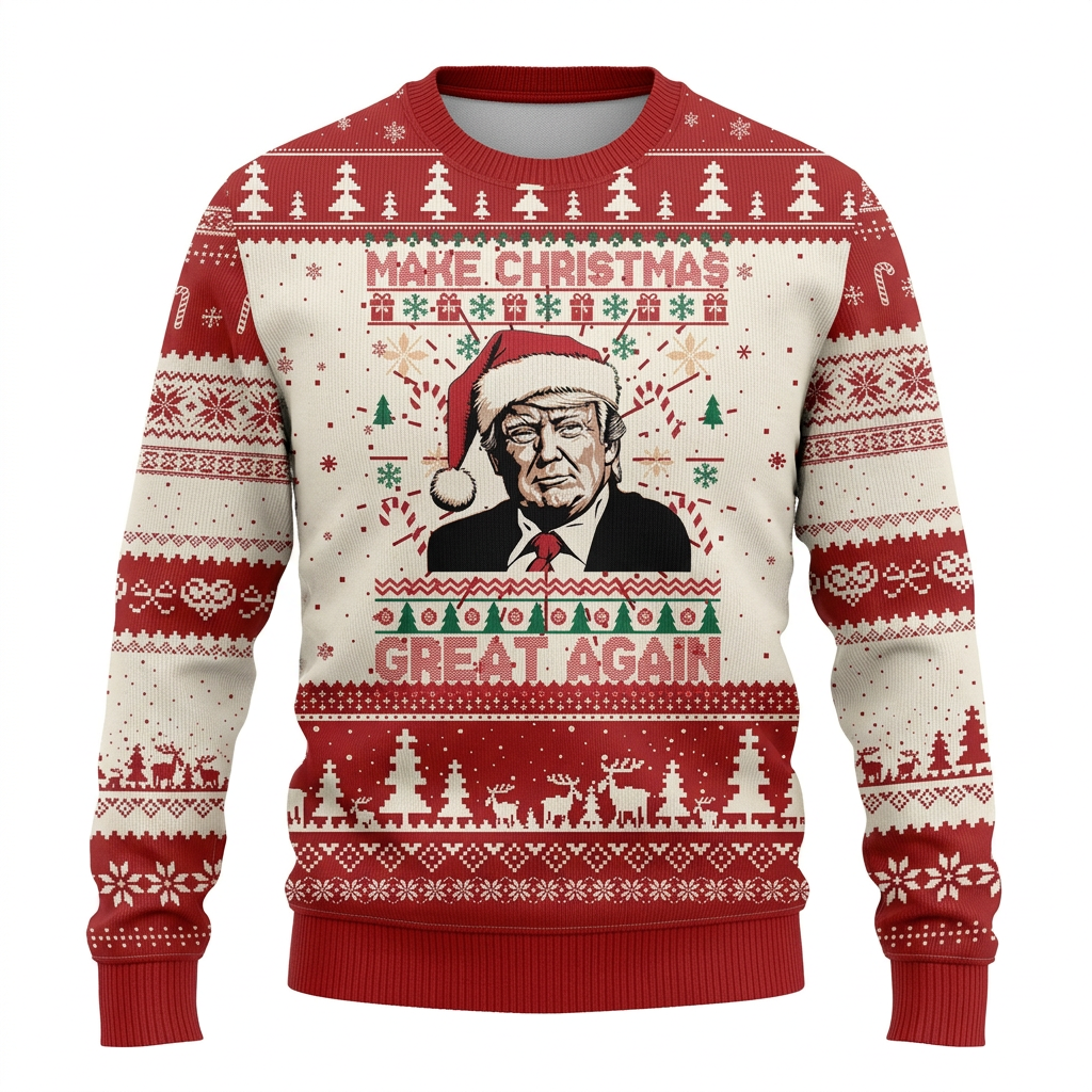 Donald Trump Make Christmas Great Again Ugly Sweater Funny Political Holiday Sweatshirt