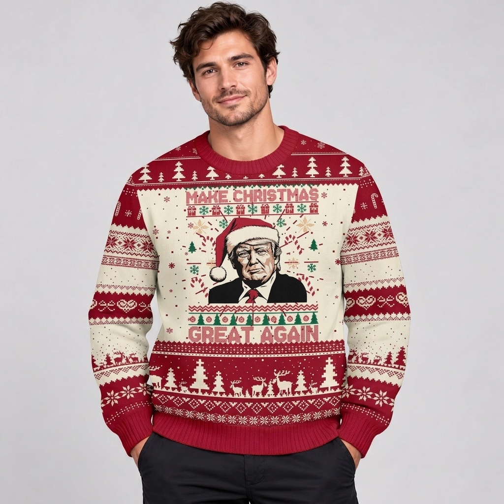 Donald Trump Make Christmas Great Again Ugly Sweater Funny Political Holiday Sweatshirt