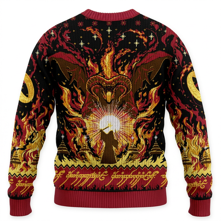 Lord of the Rings Balrog Christmas Ugly Sweater Gandalf Fantasy Holiday Sweatshirt