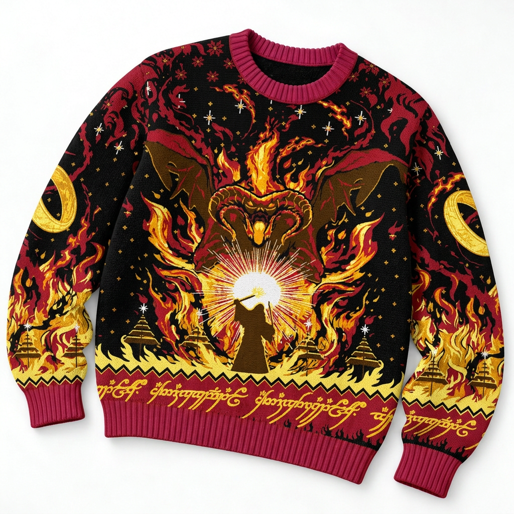 Lord of the Rings Balrog Christmas Ugly Sweater Gandalf Fantasy Holiday Sweatshirt