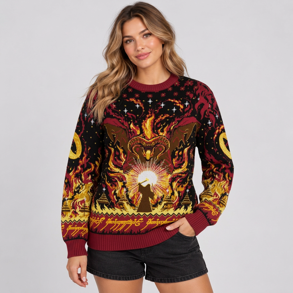 Lord of the Rings Balrog Christmas Ugly Sweater Gandalf Fantasy Holiday Sweatshirt
