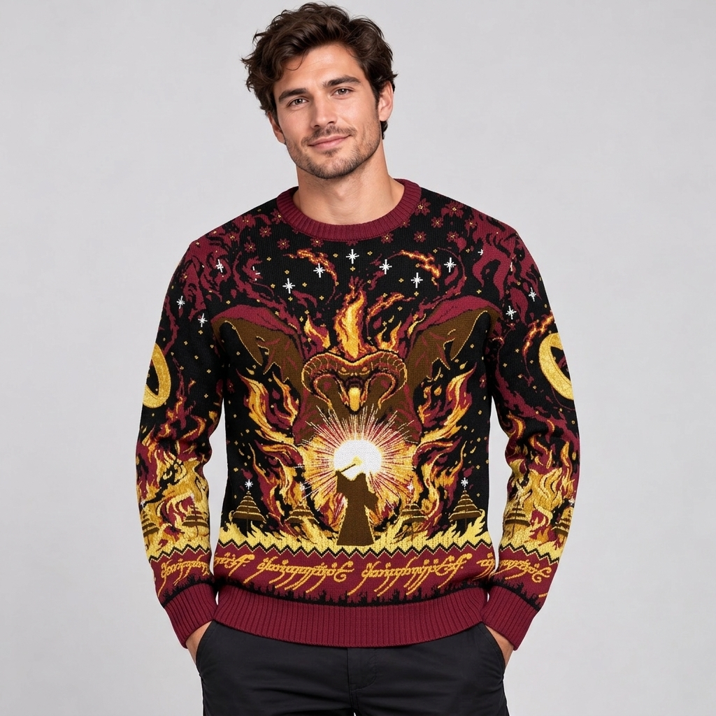 Lord of the Rings Balrog Christmas Ugly Sweater Gandalf Fantasy Holiday Sweatshirt
