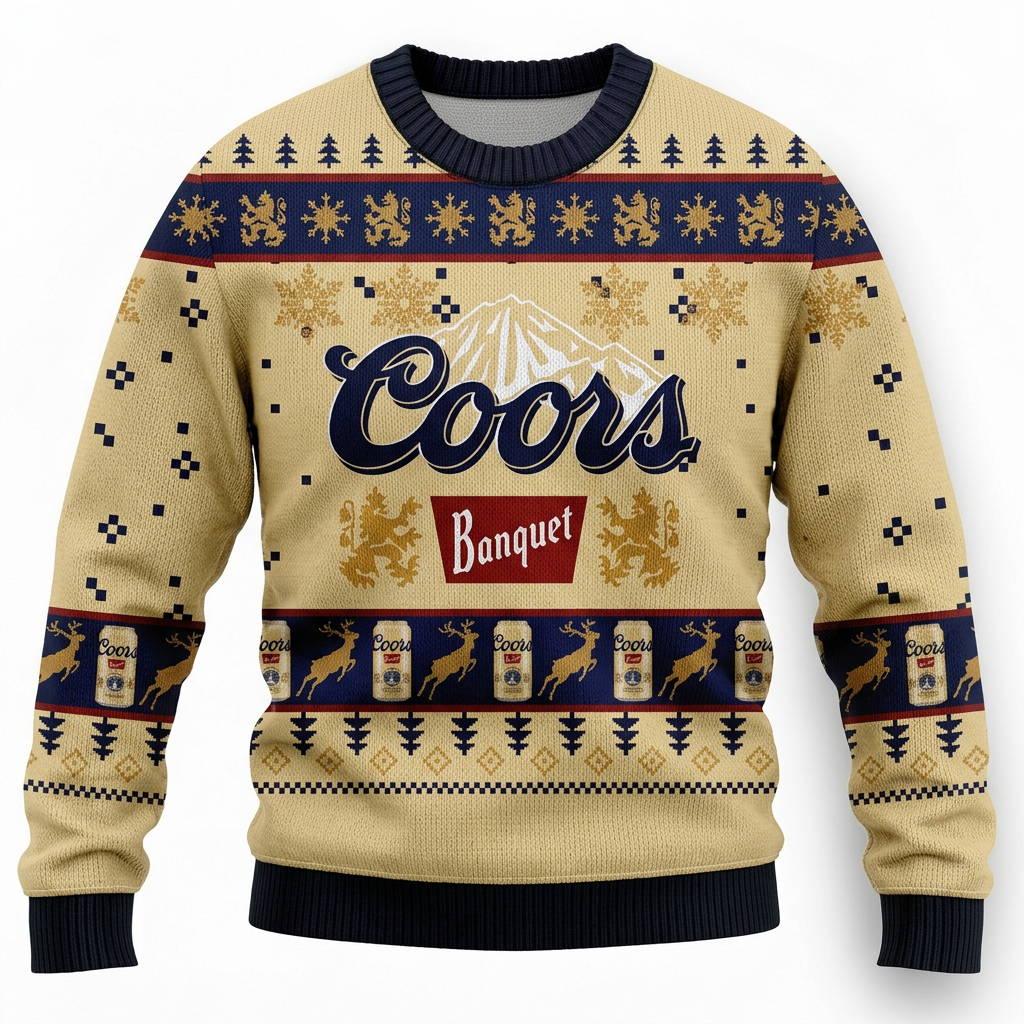 Coors Banquet Beer Christmas Ugly Sweater Vintage Holiday Sweatshirt