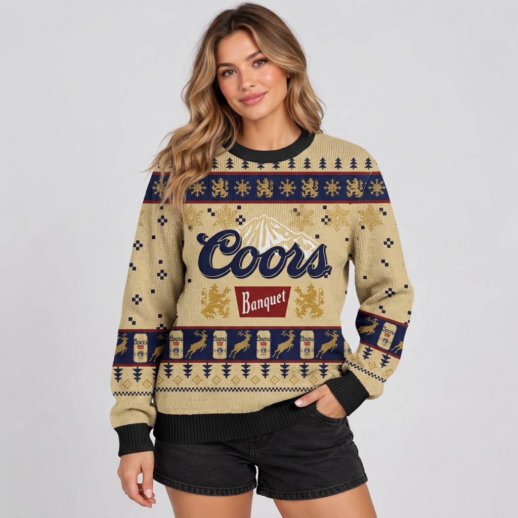 Coors Banquet Beer Christmas Ugly Sweater Vintage Holiday Sweatshirt