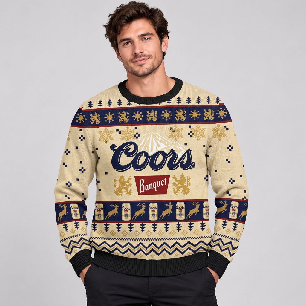 Coors Banquet Beer Christmas Ugly Sweater Vintage Holiday Sweatshirt