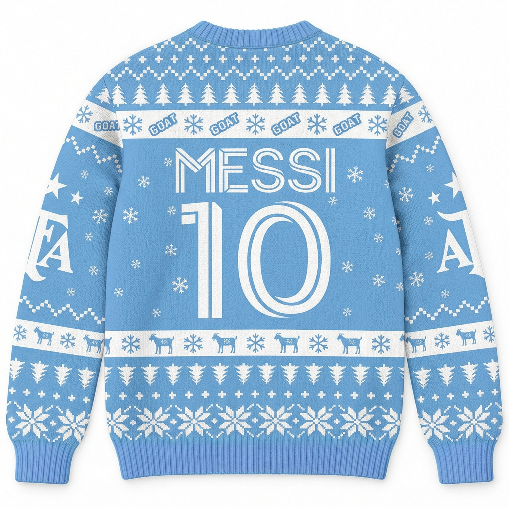 M10 Christmas Ugly Sweater Soccer GOAT Holiday Sweatshirt