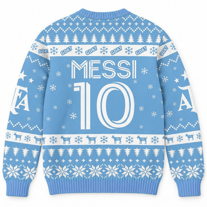 M10 Christmas Ugly Sweater Soccer GOAT Holiday Sweatshirt
