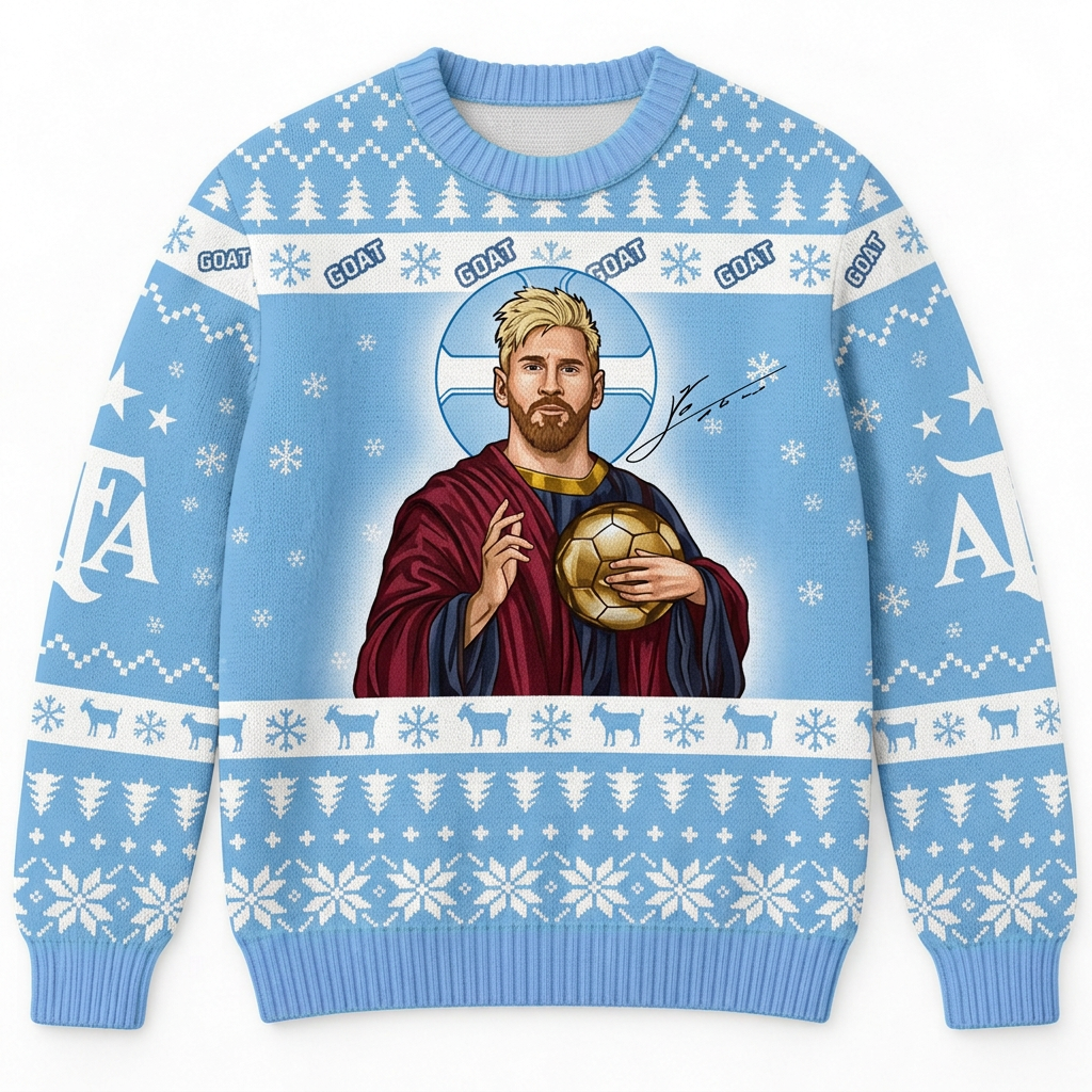 M10 Christmas Ugly Sweater Soccer GOAT Holiday Sweatshirt