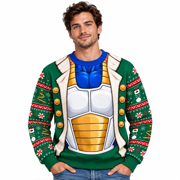 Dragon Ball Z Saiyan Battle Armor Christmas Ugly Sweater Sweatshirt