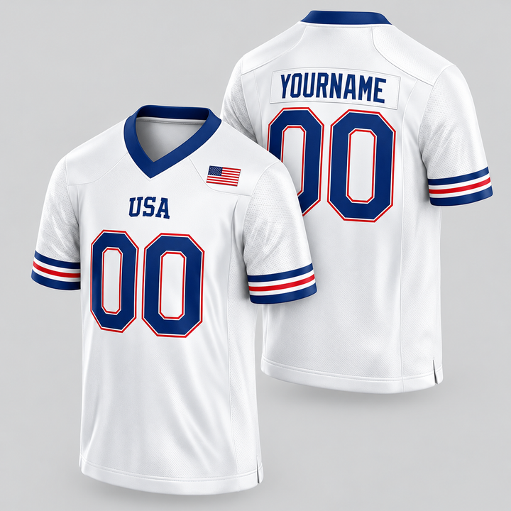 USA White Football Jersey – Custom Name and Number