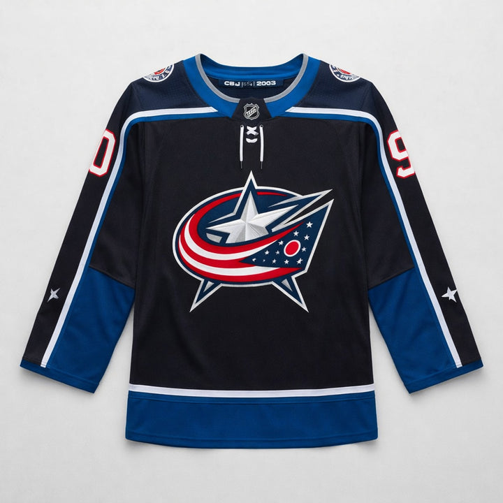 Merzlikins 90 Blue Jackets Hockey Jersey