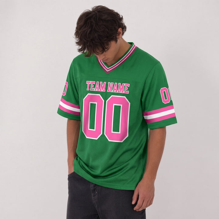 Green Pink Varsity Football Jersey – Custom Name and Number