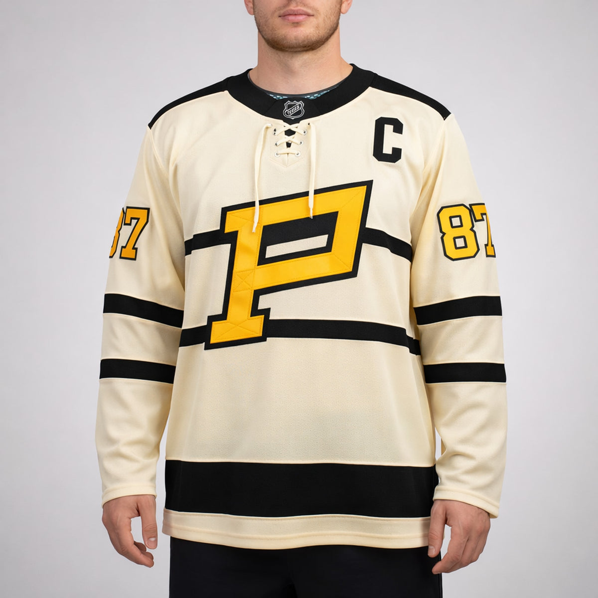 Crosby 87 Pittsburgh Cream Hockey Jersey - 4