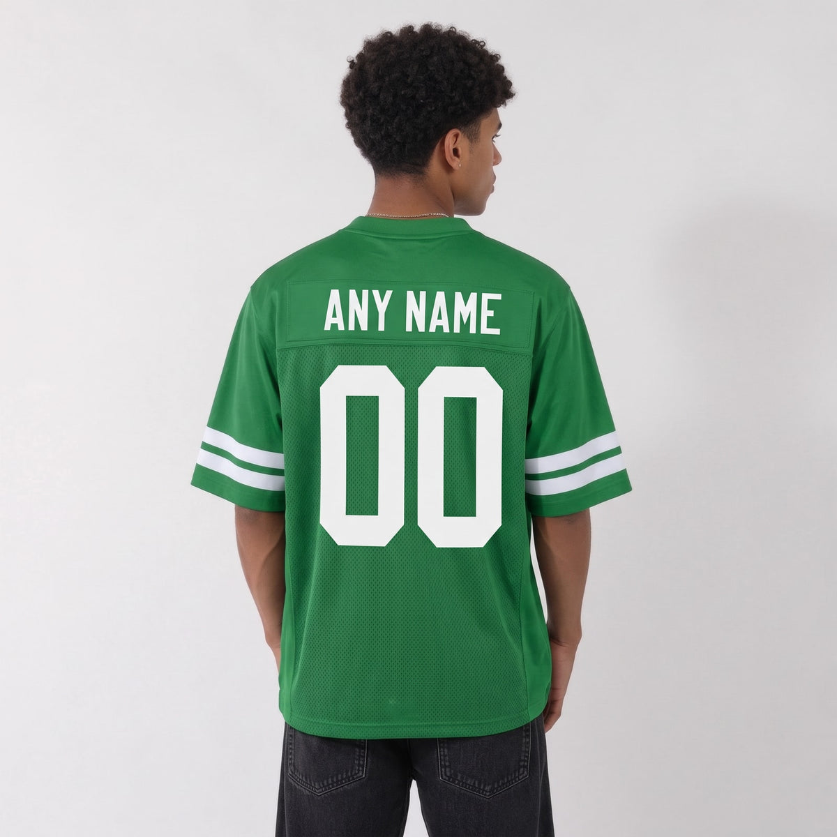 Custom Grass Green White Mesh Football Jersey - 3