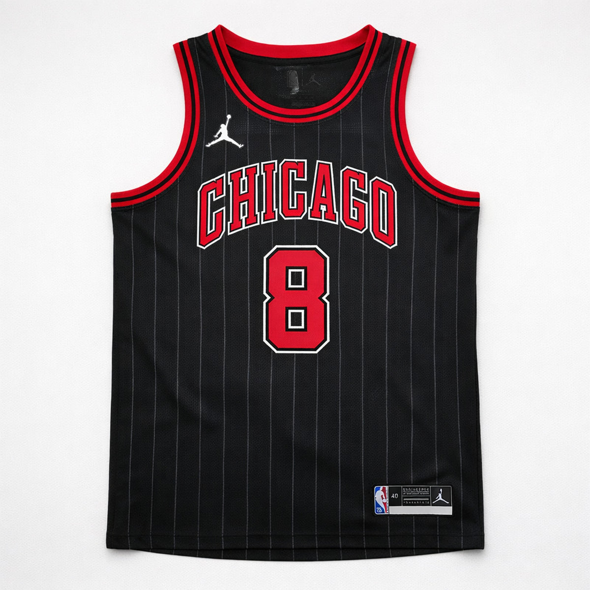 Lavine 8 Chicago Black Pinstripe Basketball Jersey - 1