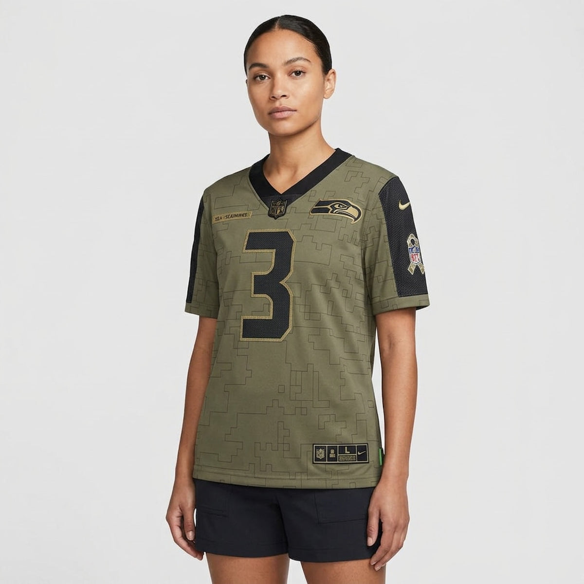 Wilson 3 Seattle Olive Football Jersey - 5