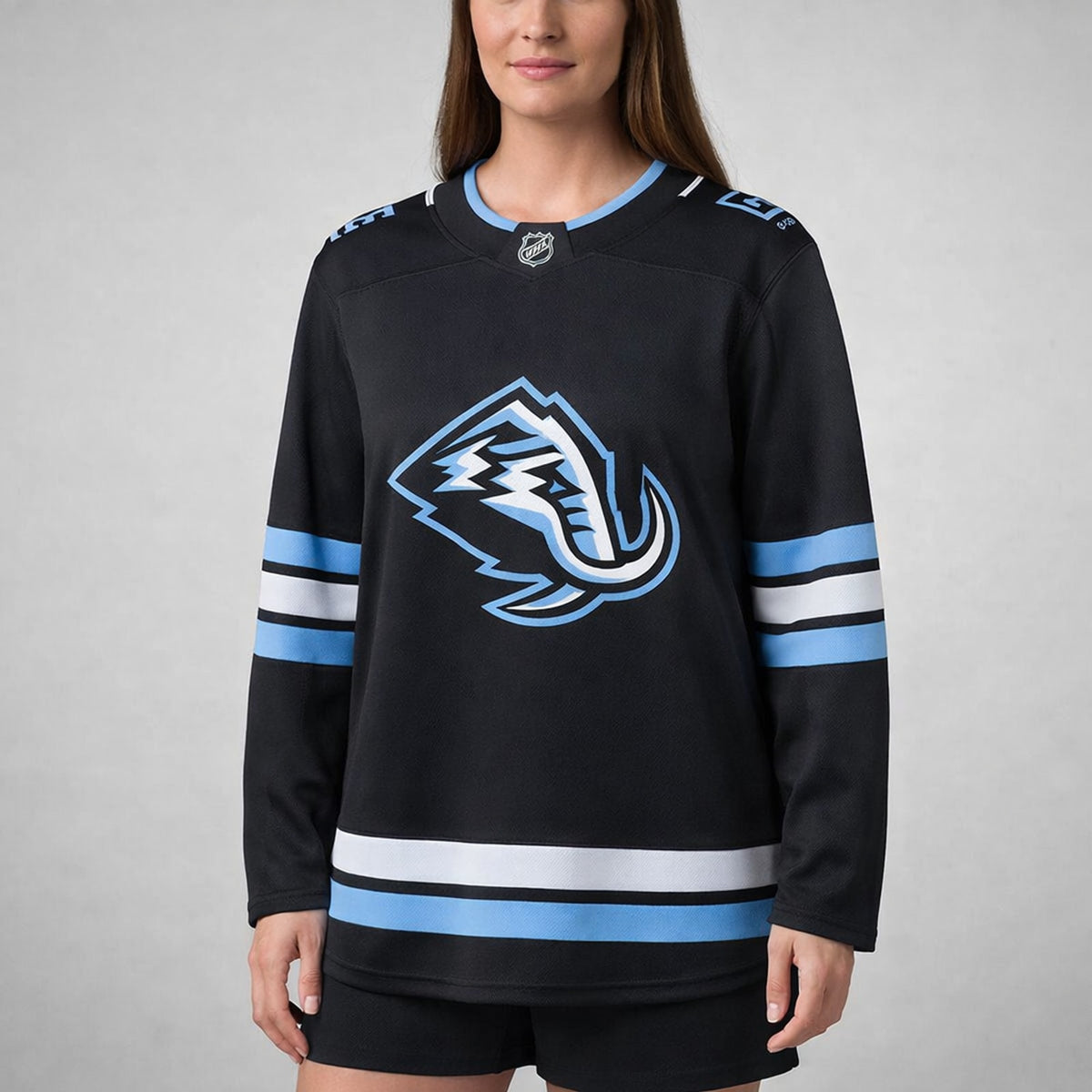 Utah Mammoth Hockey Jersey Black Blue White - 5