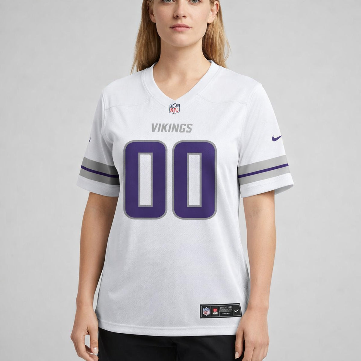 Minnesota Vikings White Custom Football Jersey - 5