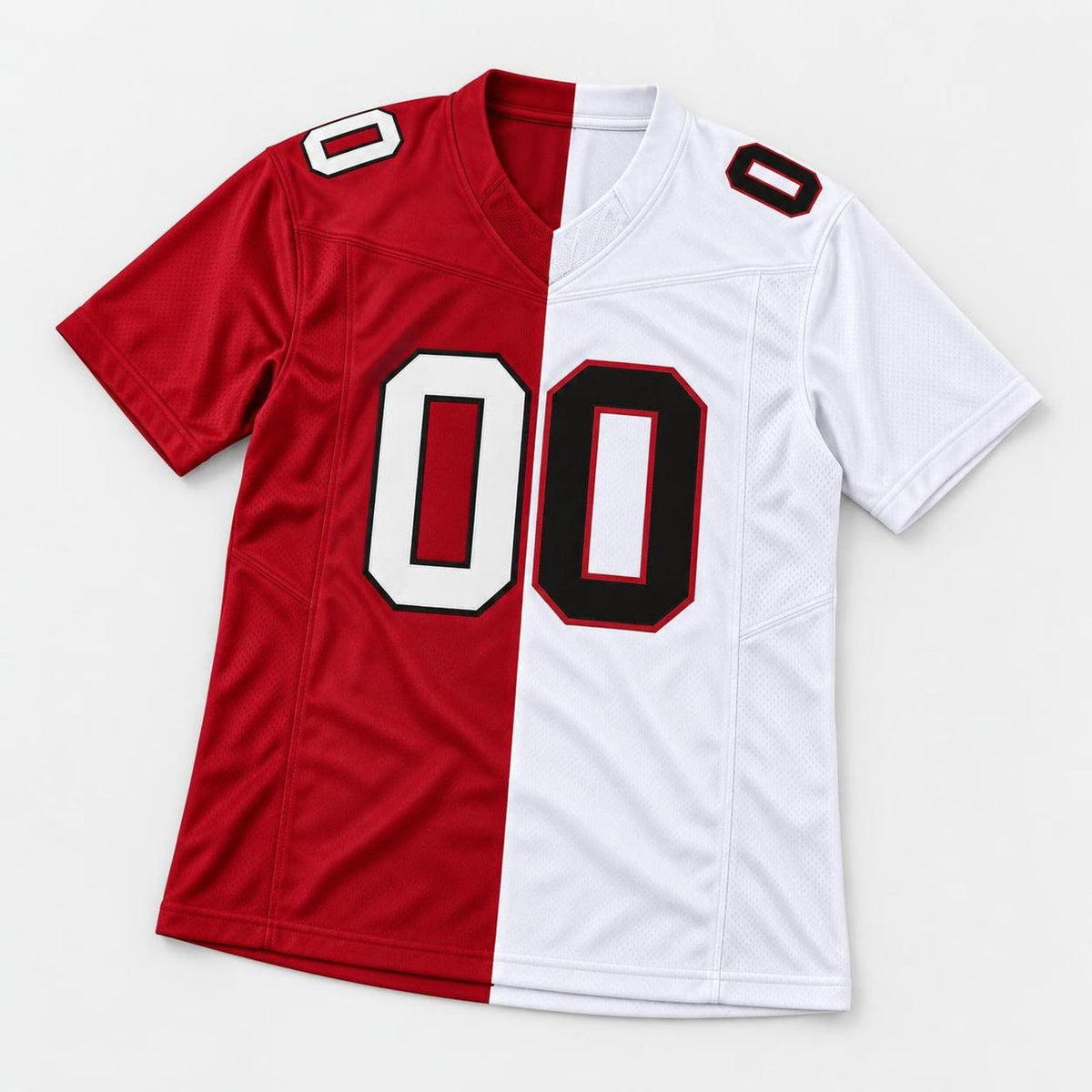 Red White Split Football Jersey - Custom Name and Number - 5