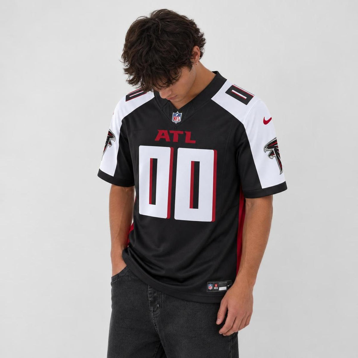 Atl Black Red Football Jersey - Custom Name and Number - 3
