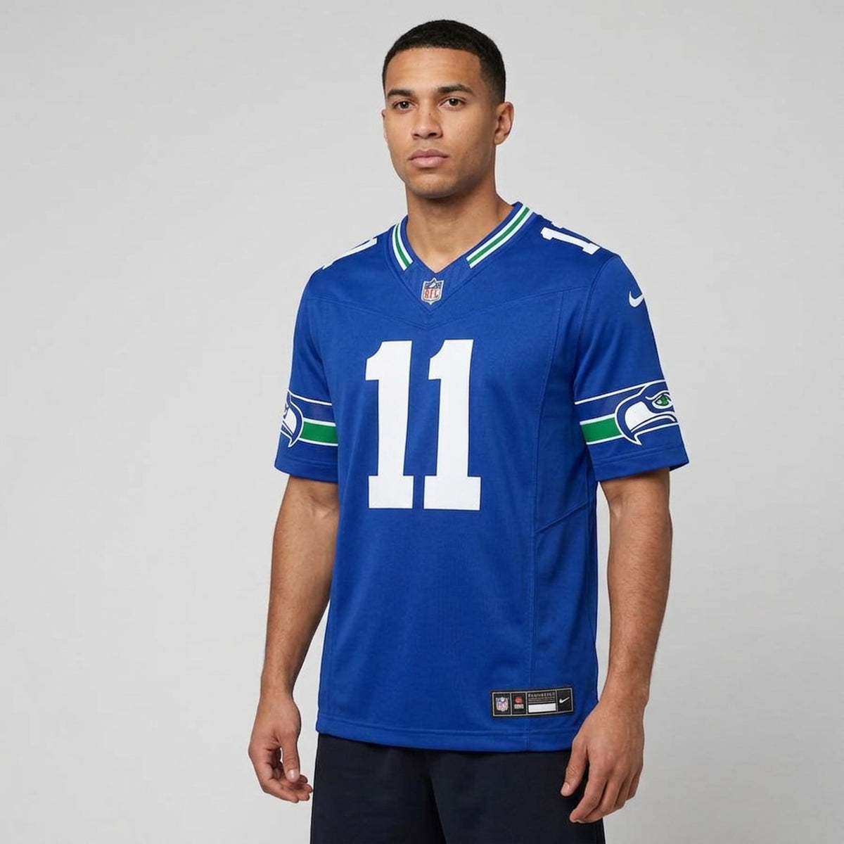 Smith-Njigba 11 Blue Football Jersey - 4