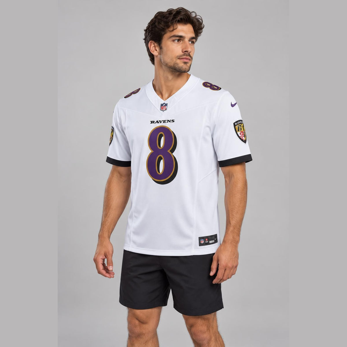 Jackson 8 Baltimore White Football Jersey - 3
