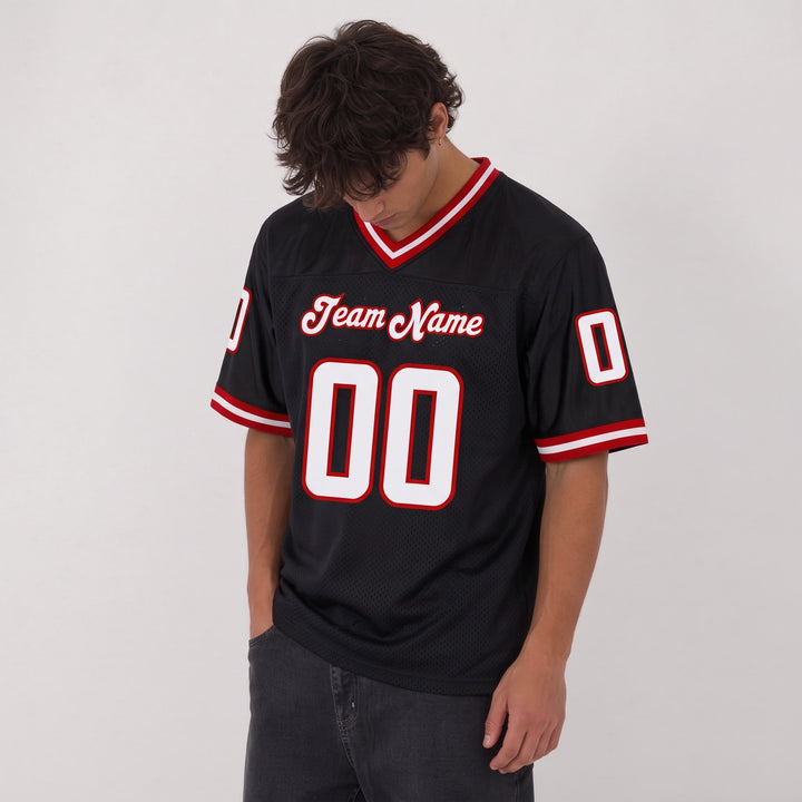 Black Red Rival Football Jersey – Custom Name and Number