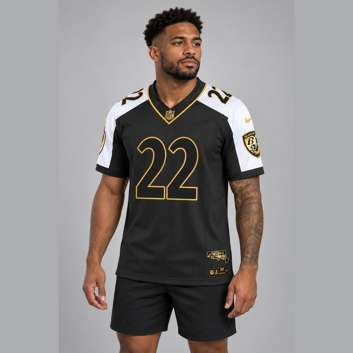 Henry 22 Black Gold Football Jersey - 6