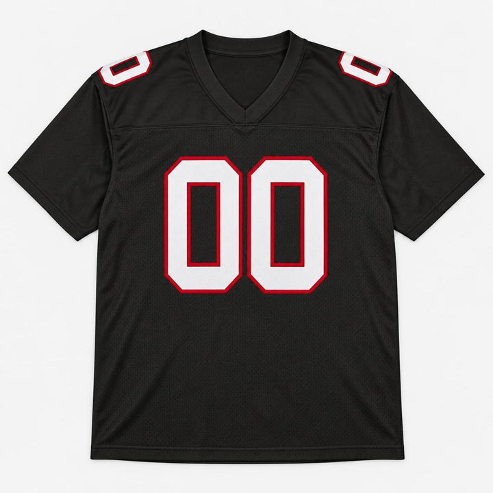 Black Red Football Jersey - Custom Name and Number