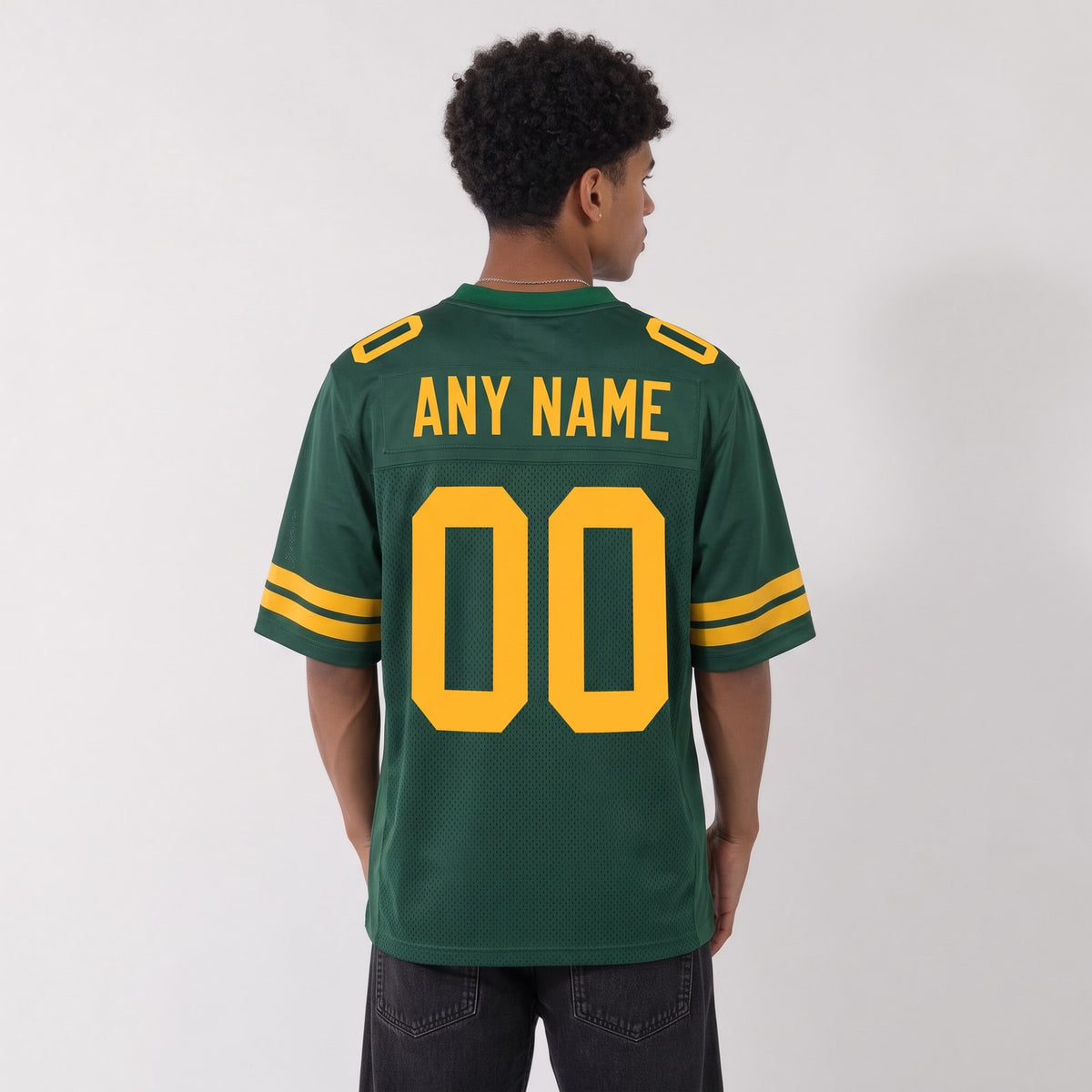 Custom Green Gold Mesh Football Jersey - 3