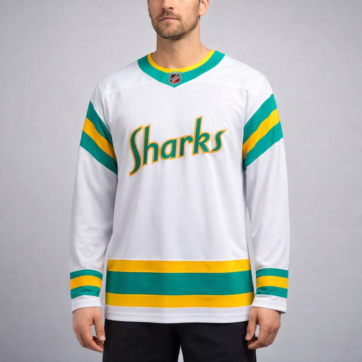 Sharks White Hockey Jersey - 4
