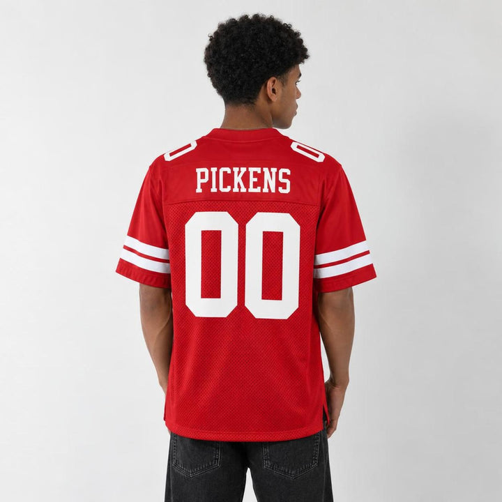 Red White Varsity Stripe Football Jersey – Custom Name and Number