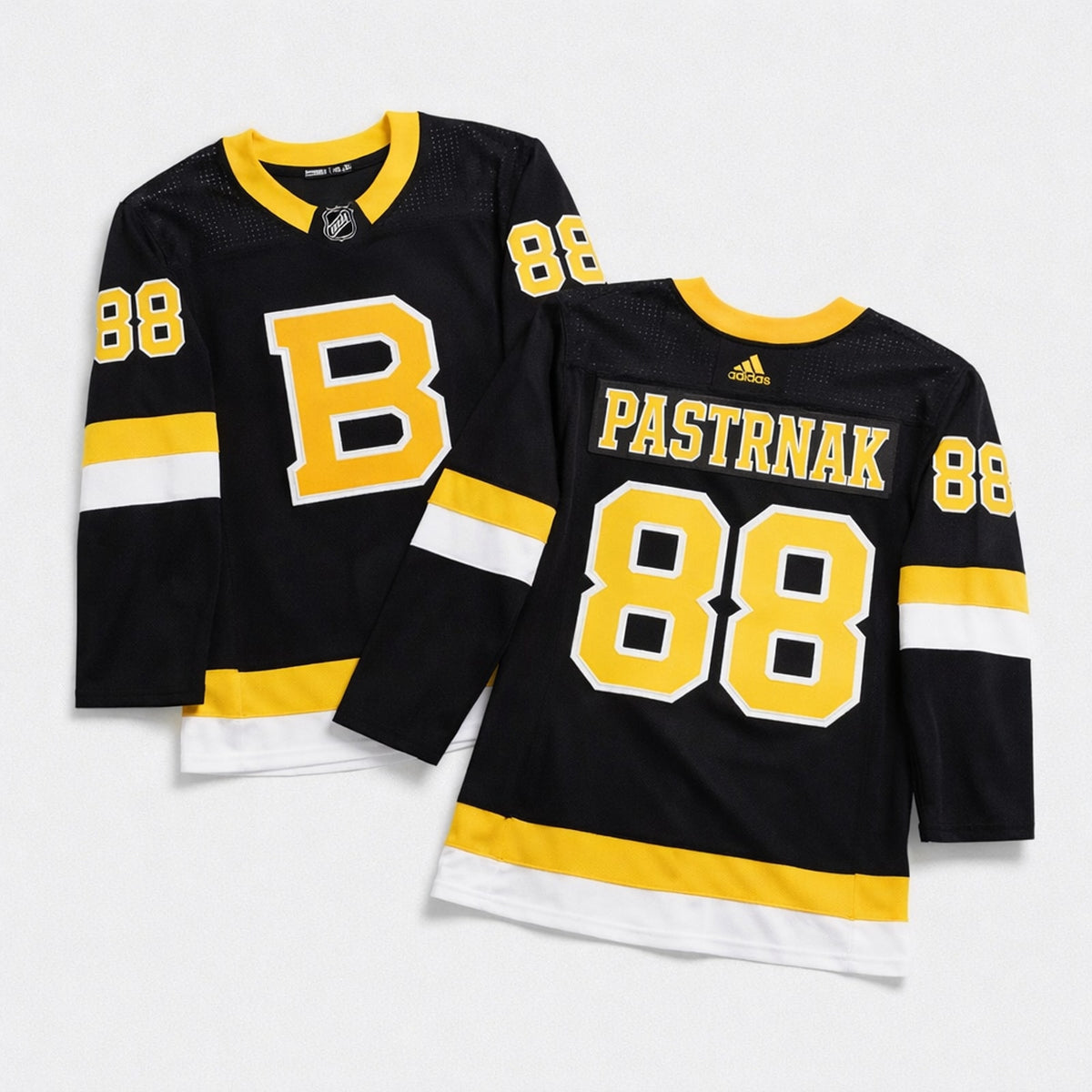 Pastrnak 88 Boston Hockey Jersey Black Yellow - 3