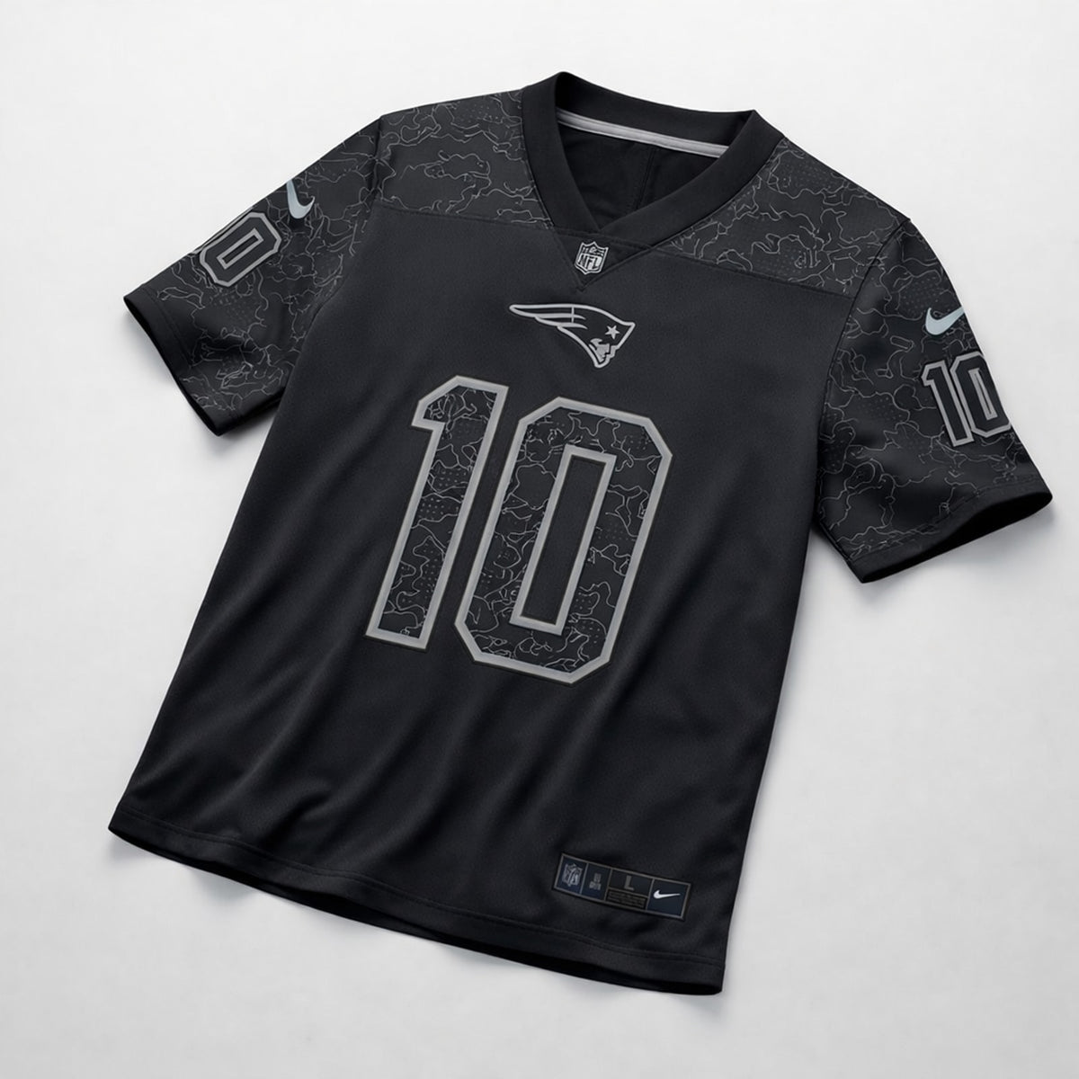 Jones 10 Patriots Black Football Jersey - 3