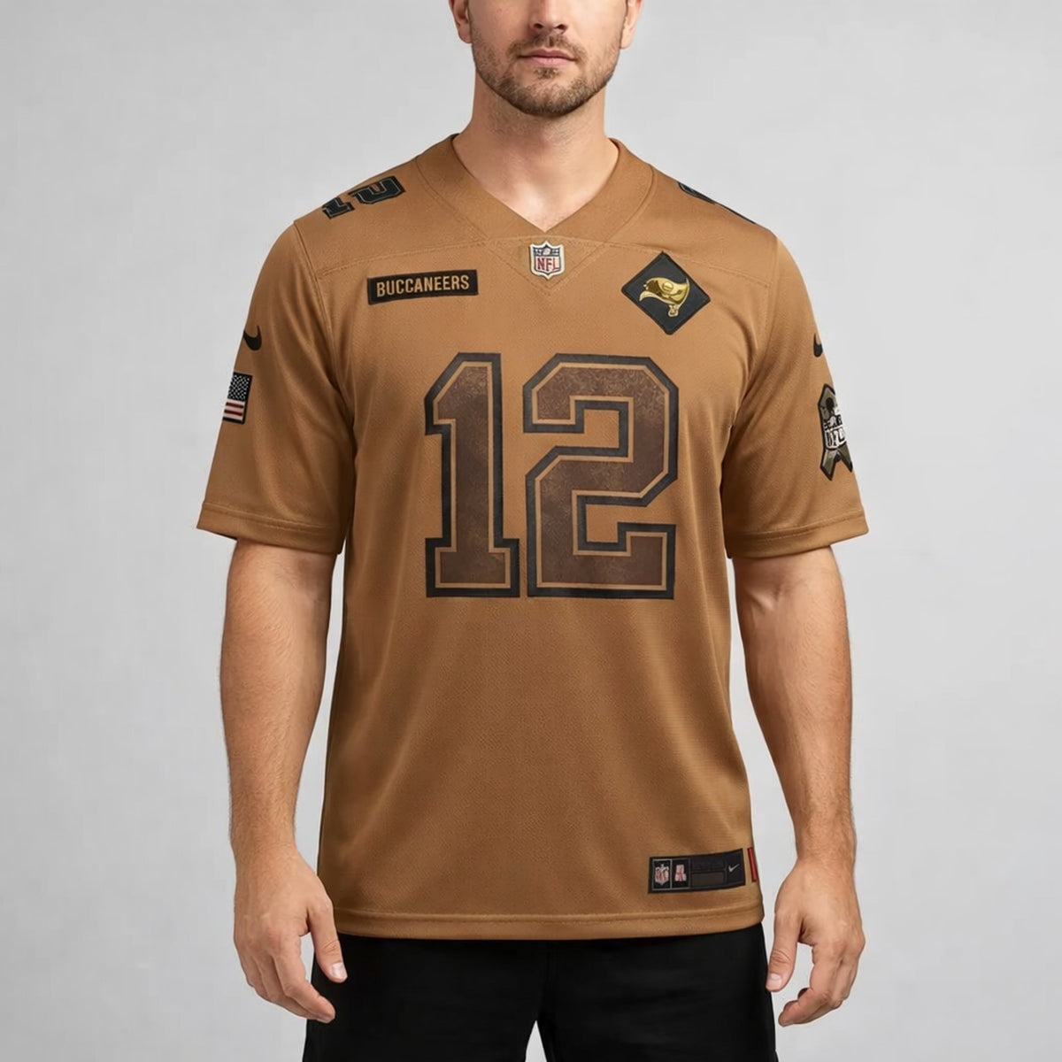 Brady 12 Tampa Bay Brown Football Jersey - 4