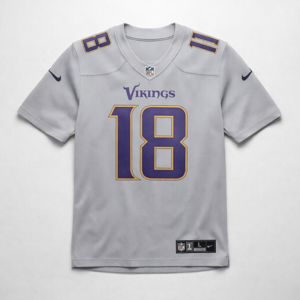 Jefferson 18 Vikings Football Jersey Gray - 1