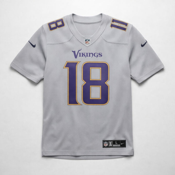 Jefferson 18 Vikings Football Jersey Gray